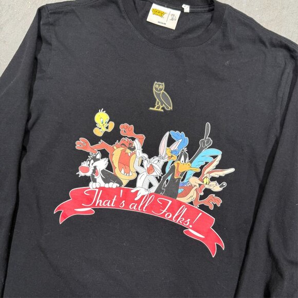 Rare OvO x Looney Tunes Long Sleeve Shirt Black Drake Octbers Very Own Medium - Picture 3 of 7